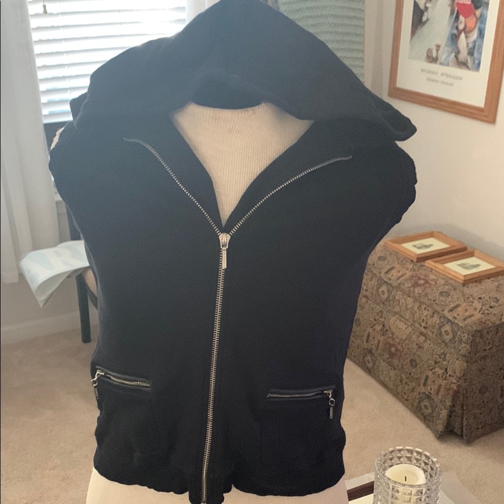 Ralph Lauren Women’s Black Zip-Up Cropped Black Hoodie Petite Small 100% Cotton